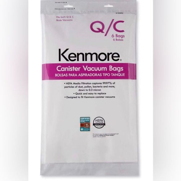 Sears Genuine 6-Pack Кеnmоrе Canister Vacuum Bags 53292 Type Q/C - Picture 1 of 5